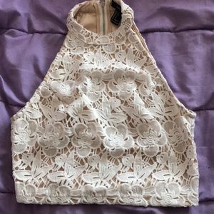 White quilted crop top